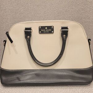 Kate Spade Black and Cream Handbag Satchel Red Interior